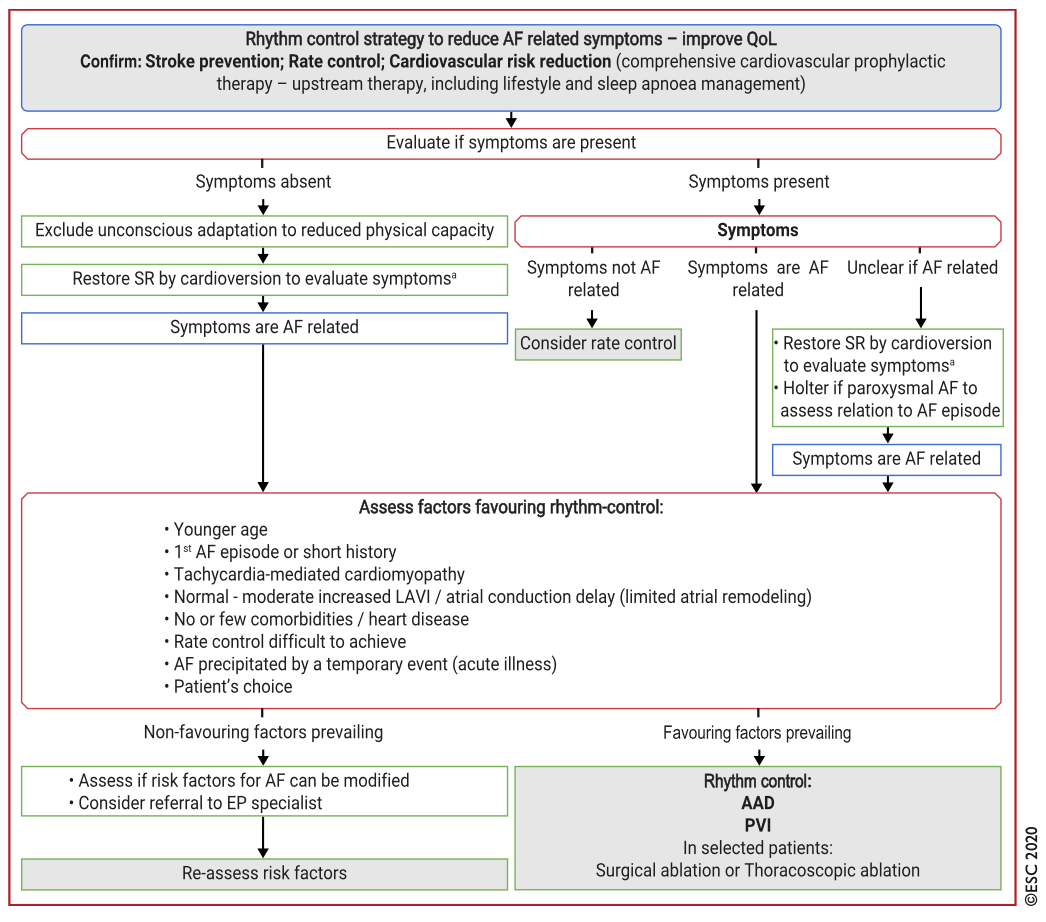 Rhythm control strategy to reduce AF related symptoms