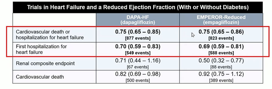 Tableau 1 : effets des traitements testés dans les études DAPA-HF et EMPEROR-Reduced