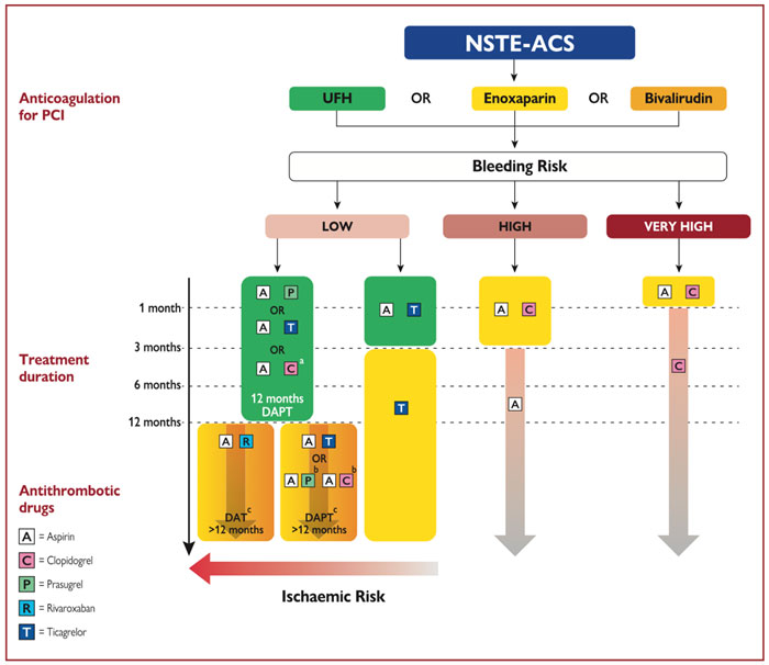 Figure 3. Traitement anti-thrombotique après un SCA sans élévation du segment ST