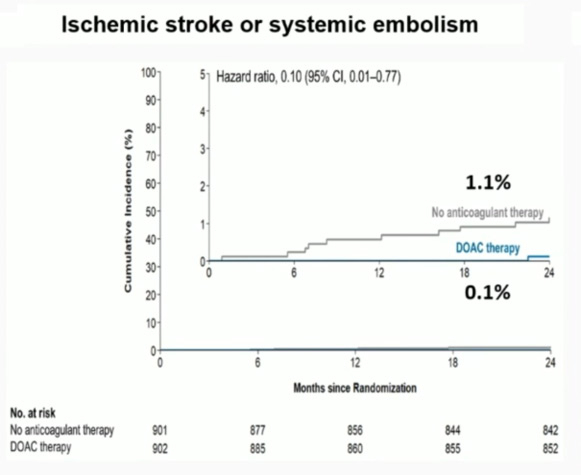 Single-AF : Incidence cumulée d’AVC ischémique ou embolie systémique