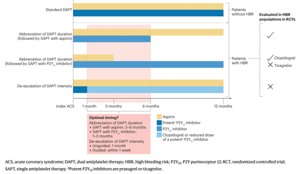 Stratégies de désescalade du traitement antithrombotique après un SCA