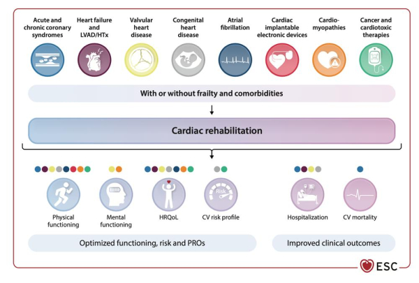 Recommandations ESC 2026 sur la réadaptation cardiaque : Figure 2 - Les indications de la réadaptation cardiaque.