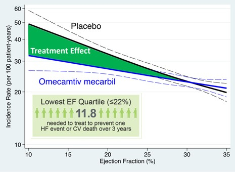 Effet du traitement et du placebo sur le critère primaire de jugement dans GALACTIC-HF